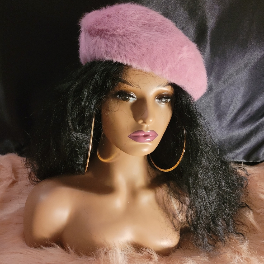 Pink Fur Beret For Women